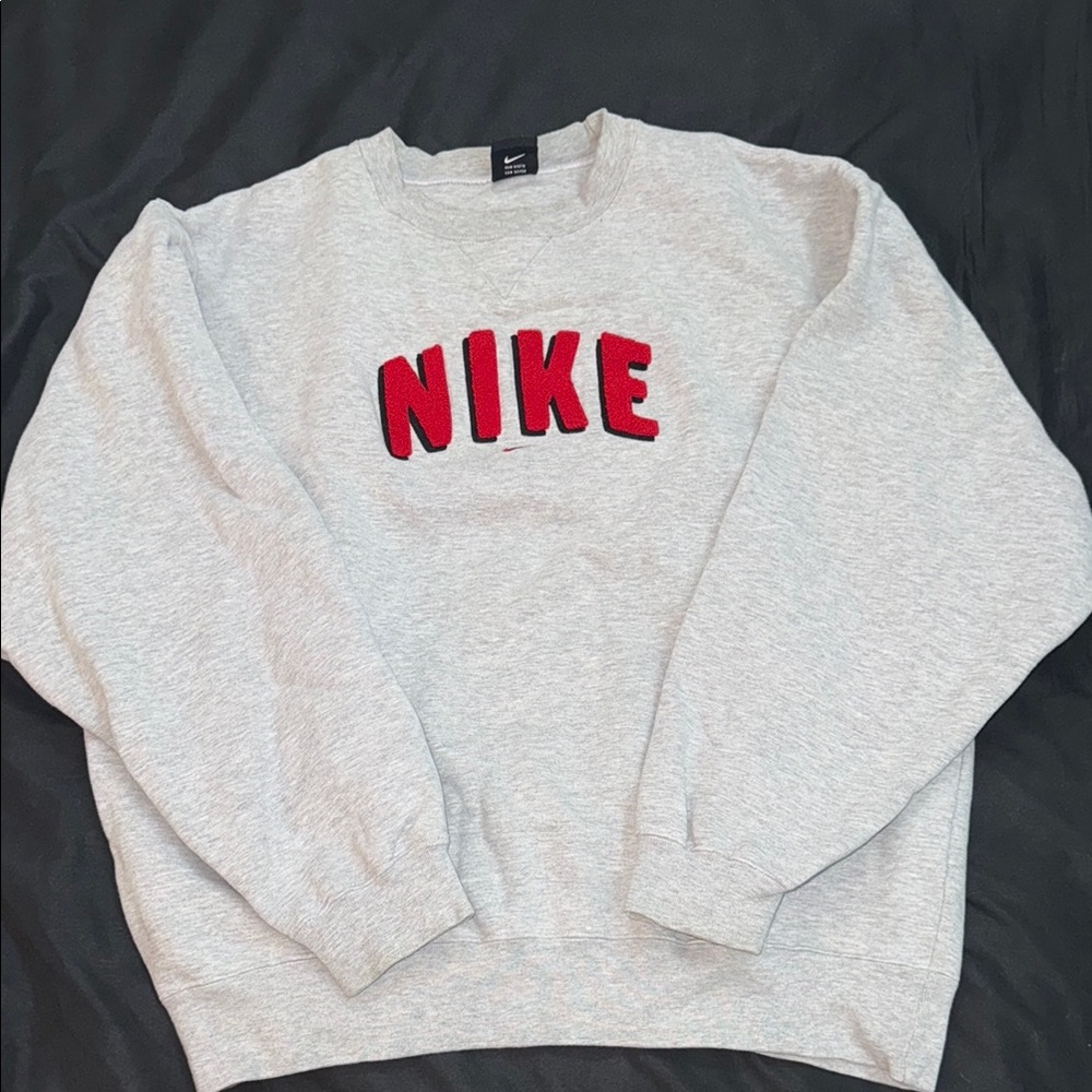 VINTAGE Nike Grey and Red Crewneck Sweater